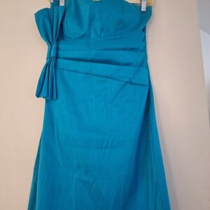 Chic Strapless Turquoise Dress